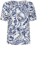 Blue Paisley Round Neck Blouse