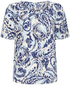 Blue Paisley Round Neck Blouse