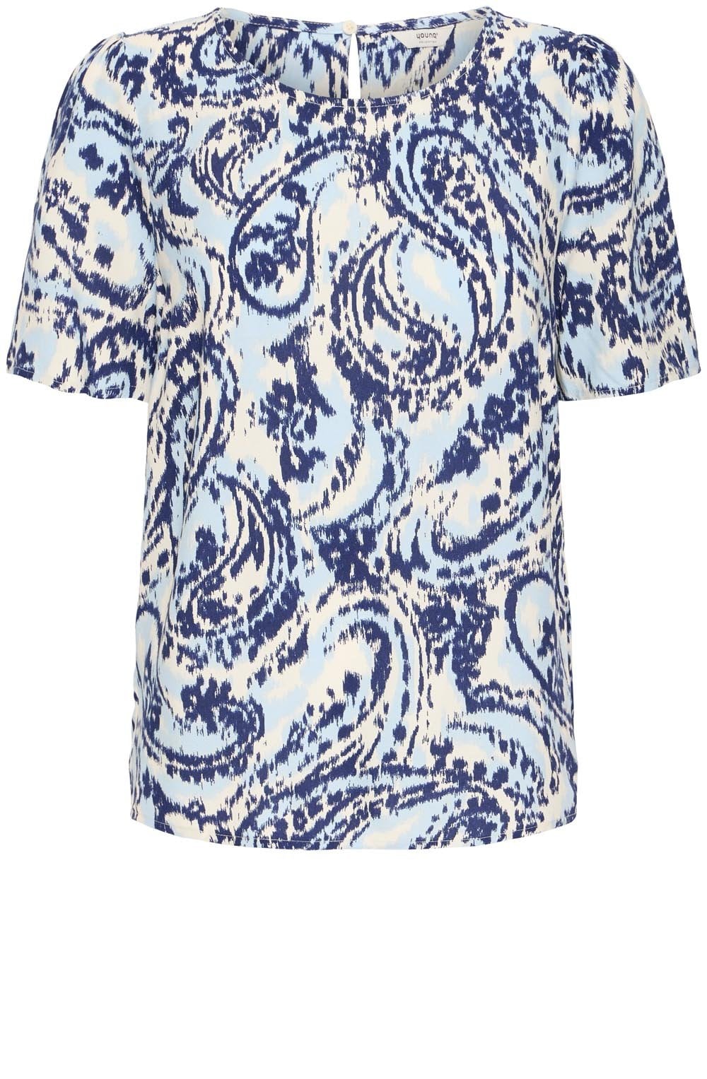 Blue Paisley Round Neck Blouse