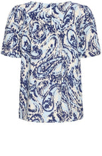 Blue Paisley Round Neck Blouse