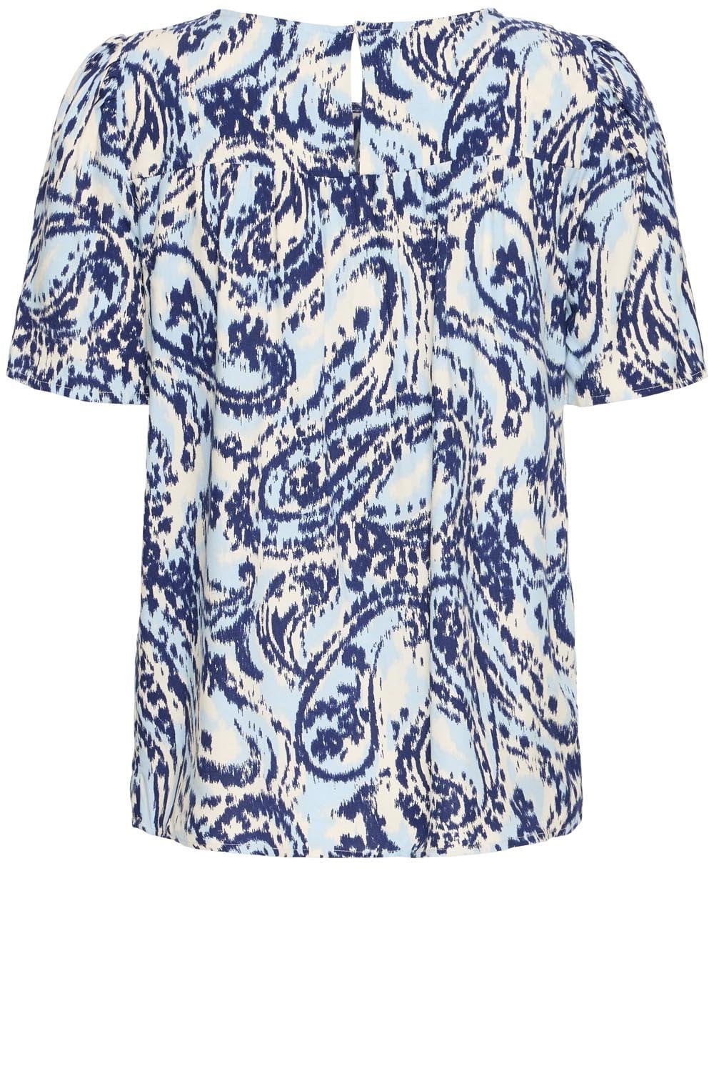 Blue Paisley Round Neck Blouse