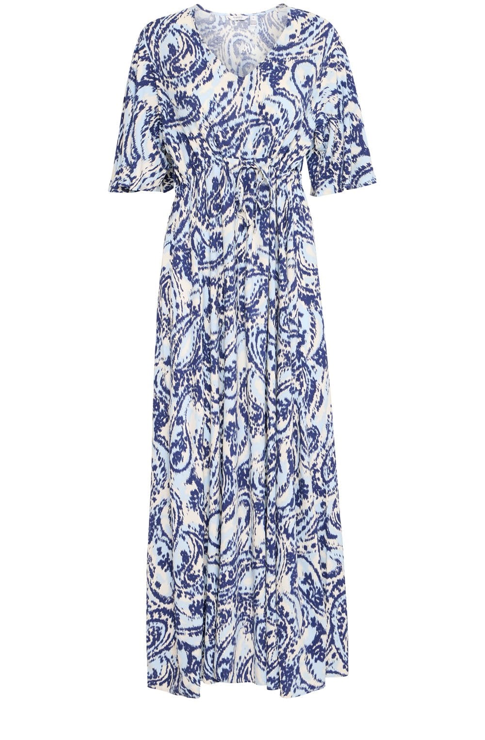 Blue Paisley Short Sleeved Maxi Dress