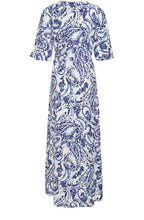 Blue Paisley Short Sleeved Maxi Dress