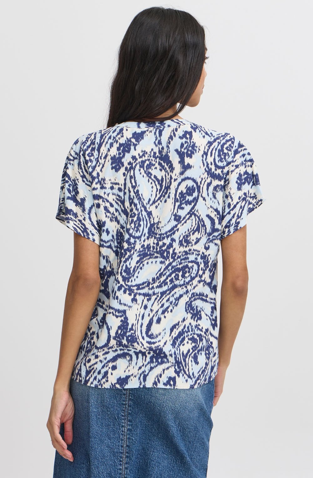 Blue Paisley Tunic Neck Blouse