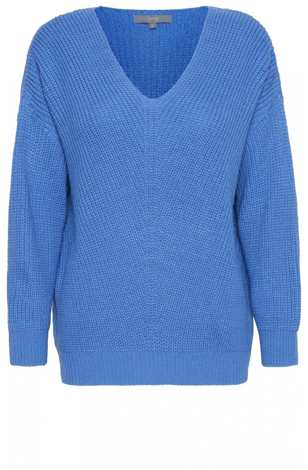 Blue Ribbed Knit Jumper