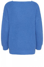 Blue Ribbed Knit Jumper