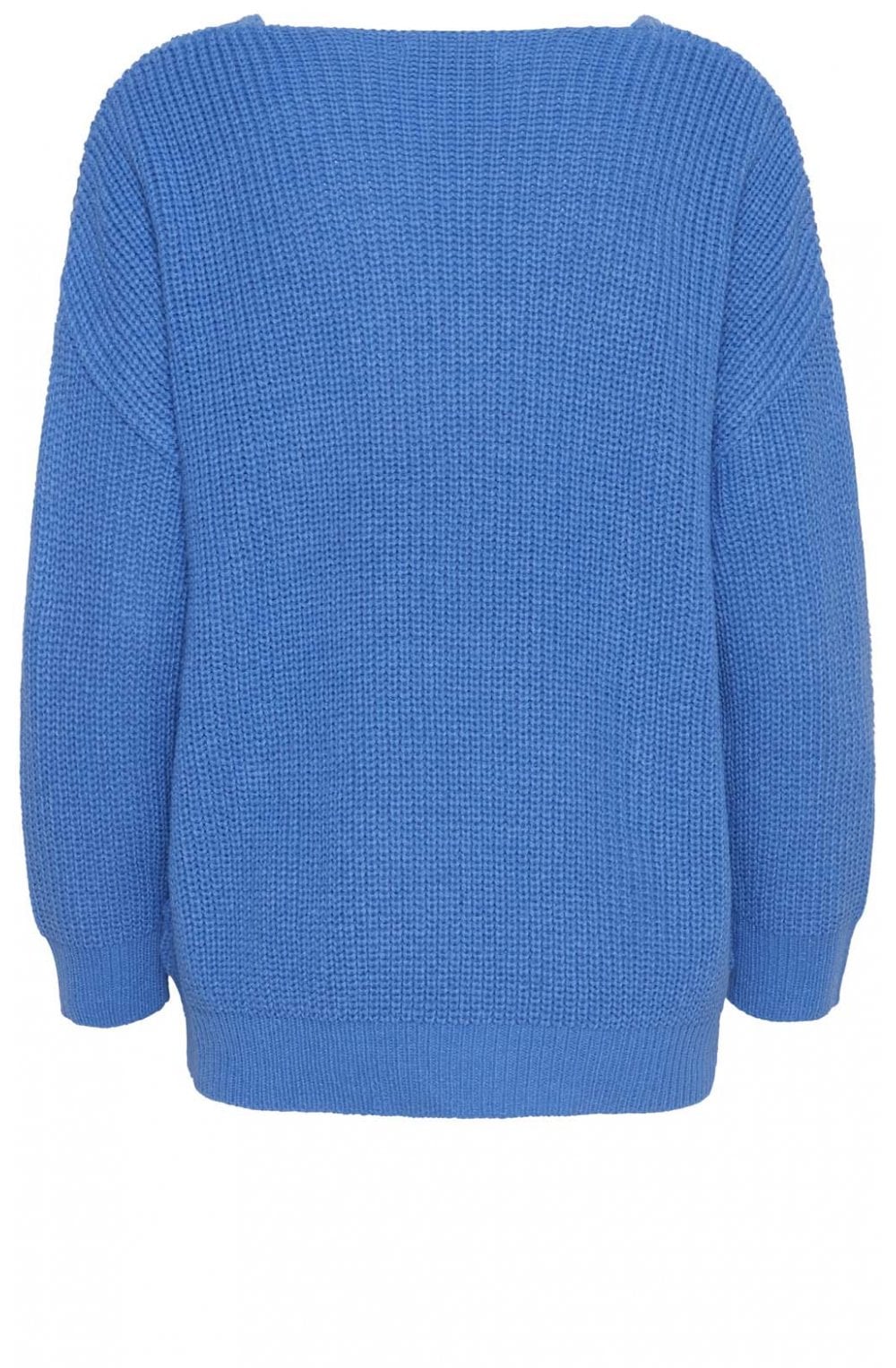 Blue Ribbed Knit Jumper