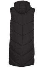 Bomina Black Below Knee Length Diagonal Puffer Waistcoat