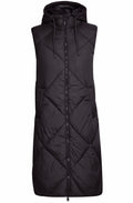 Bomina Black Below Knee Length Diamond Puffer Waistcoat