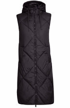Bomina Black Below Knee Length Diamond Puffer Waistcoat