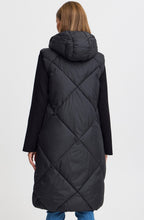 Bomina Black Below Knee Length Diamond Puffer Waistcoat