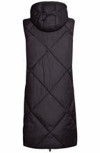 Bomina Black Below Knee Length Diamond Puffer Waistcoat