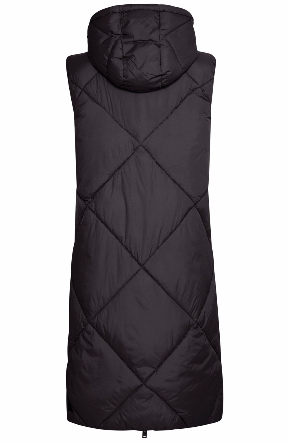 Bomina Black Below Knee Length Diamond Puffer Waistcoat