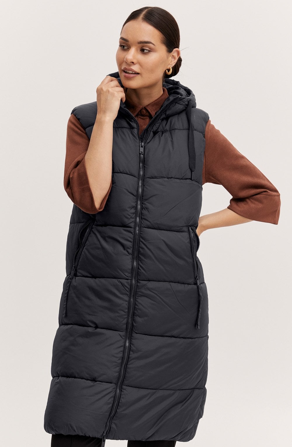 Bomina Black Full Length Puffer Waistcoat