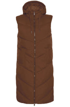 Bomina Chicory Coffee Below Knee Length Puffer Waistcoat
