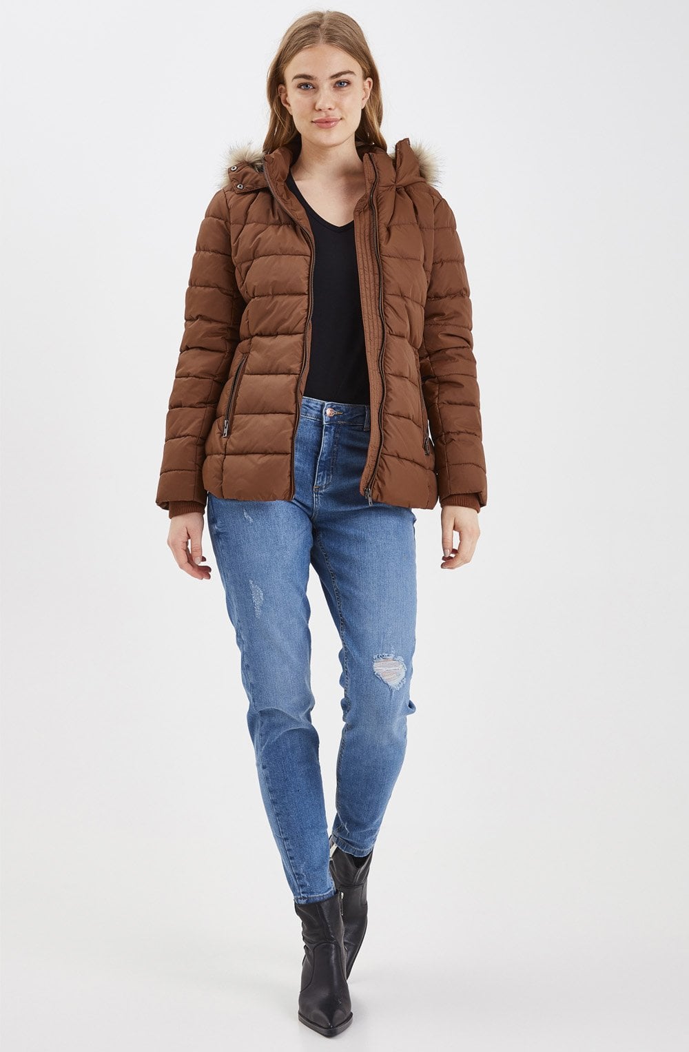 Bomina Tan Quilted Coat