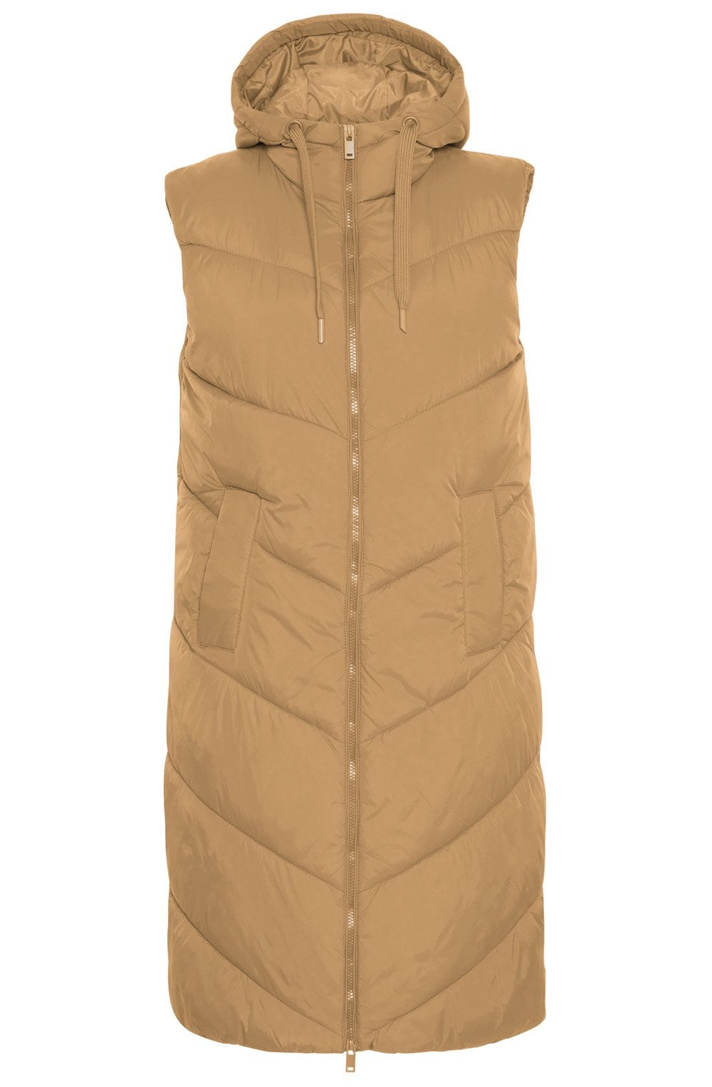Bomina Tiger's Eye Below Knee Length Puffer Waistcoat