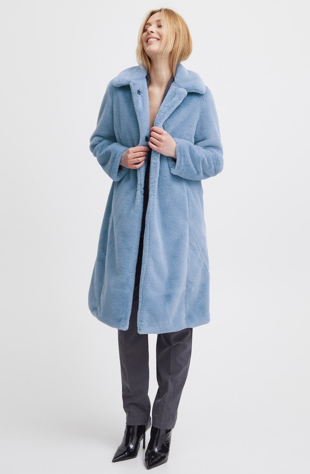 Calino Provence Blue Faux Fur Coat