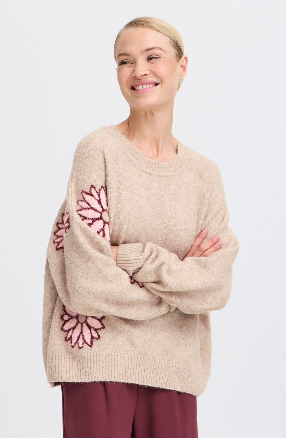 Cement Mix Flower Print Jumper