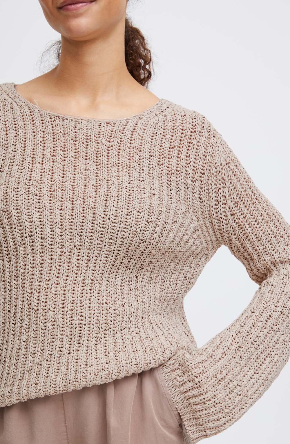 Cement Ribbon Knit Top