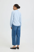 Chambray Blue Ruffle Detail Blouse