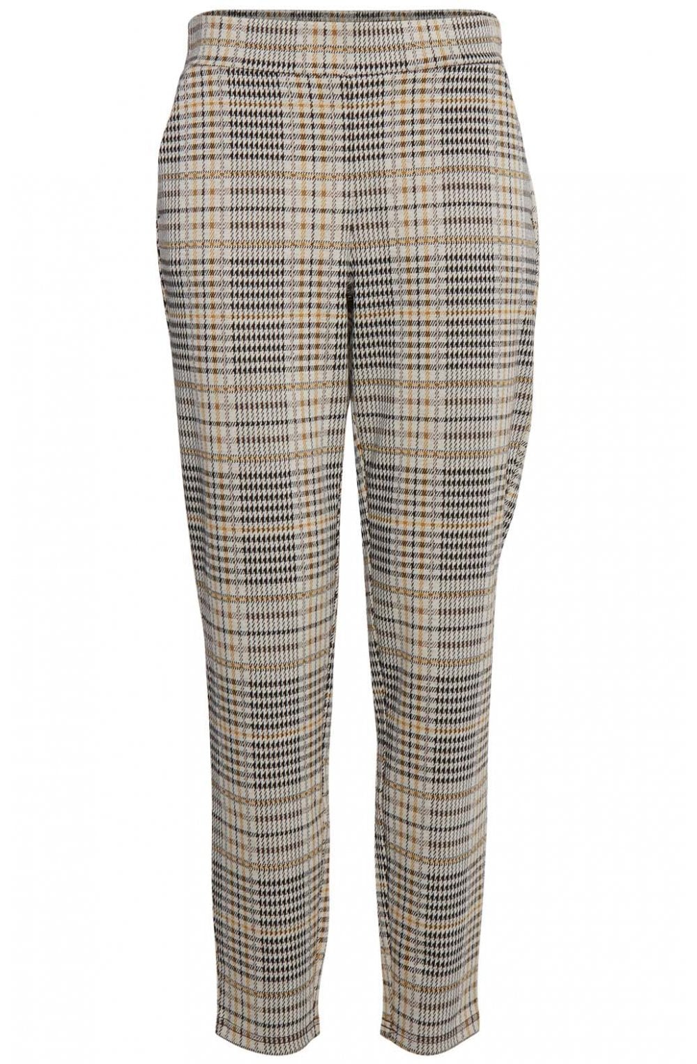 Check Print Slim Leg Trousers