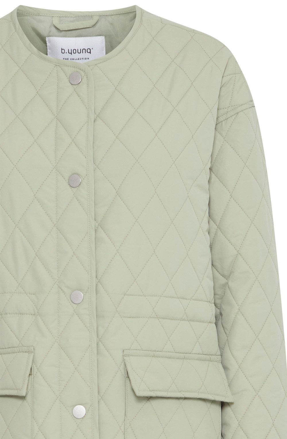 Collarless Quilted Jacket