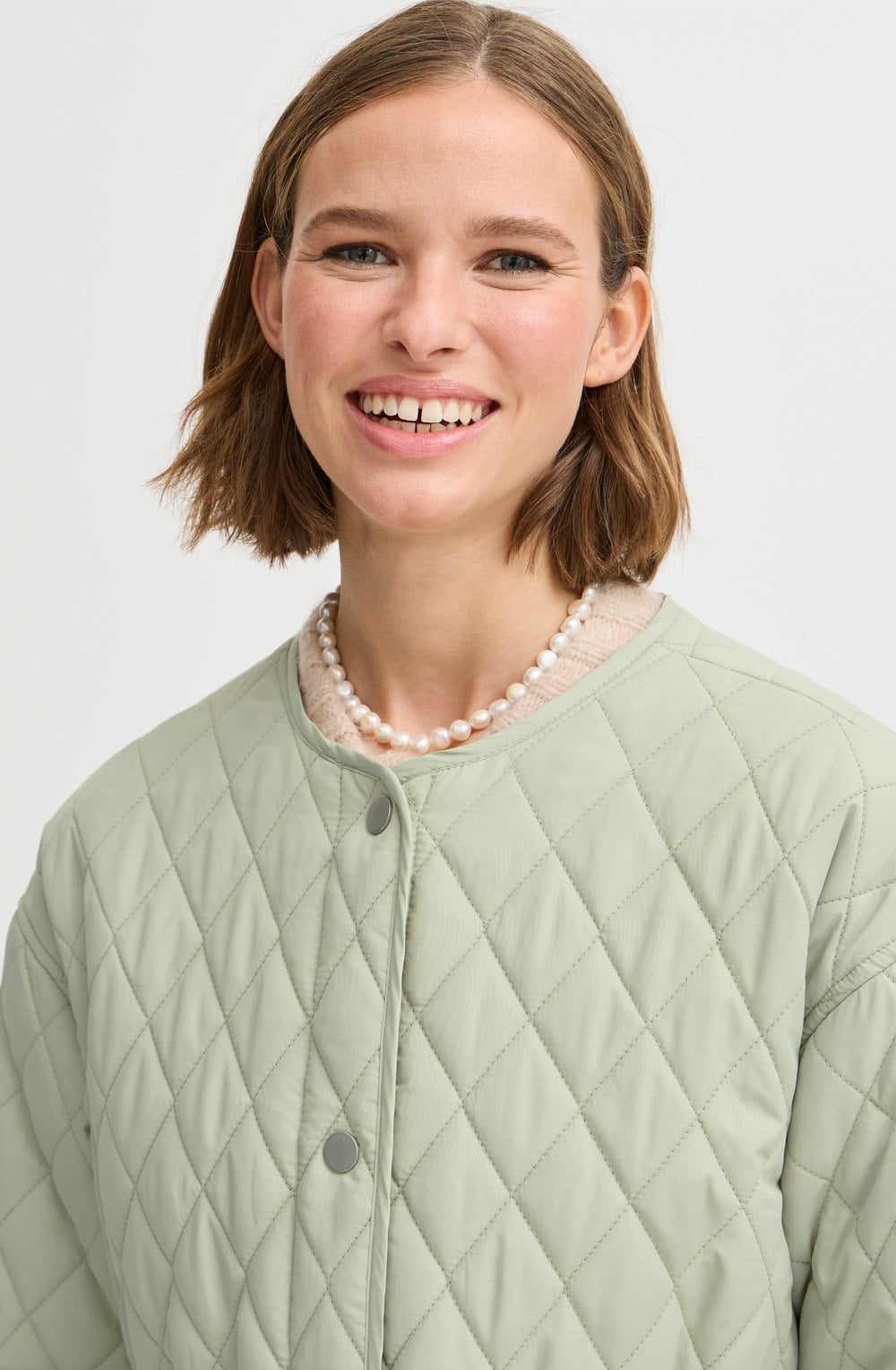 Collarless Quilted Jacket