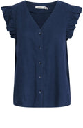 Copenhagen Night Linen Mix Ruffle Sleeve Shirt