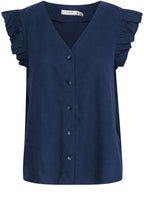 Copenhagen Night Linen Mix Ruffle Sleeve Shirt