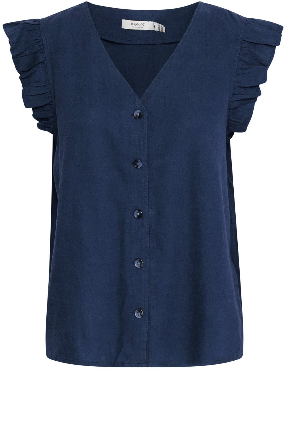 Copenhagen Night Linen Mix Ruffle Sleeve Shirt