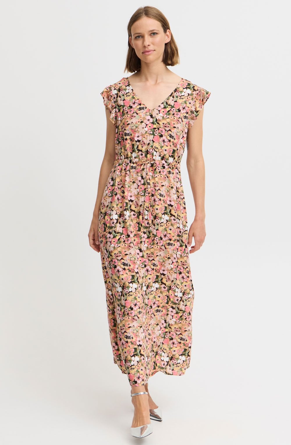Coral Blush Joella Frill Maxi Dress