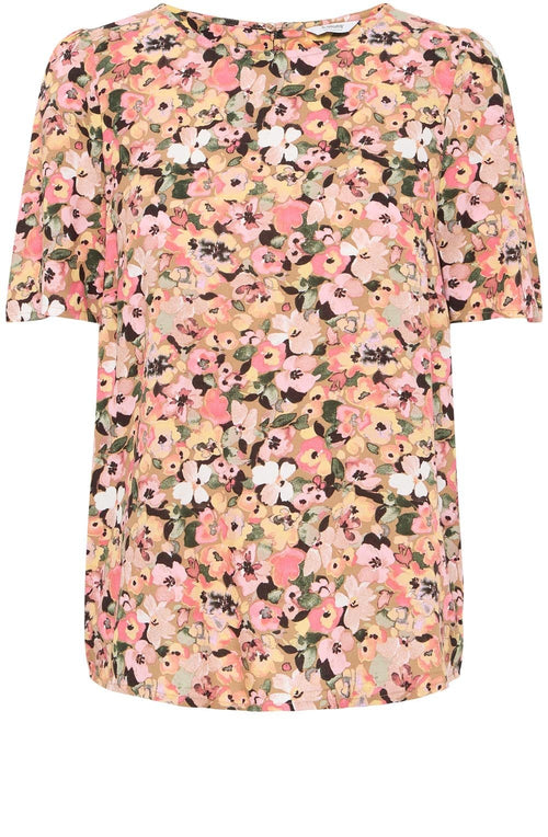 Coral Blush Round Neck Blouse