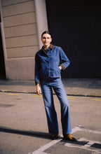 Corduroy Collar Mid Blue Denim Jacket