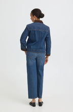 Corduroy Collar Mid Blue Denim Jacket