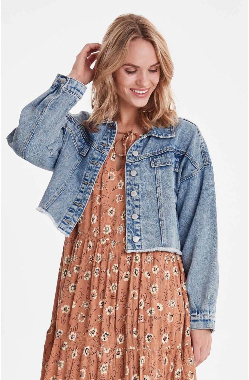 Cropped Washed Denim Jacket