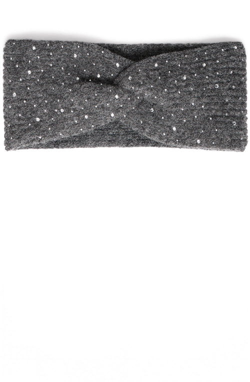 Dark Grey Diamante Knitted Headband