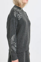 Dark Grey Silver Leaf Embroidered Jumper