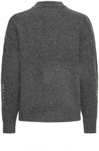Dark Grey Silver Leaf Embroidered Jumper