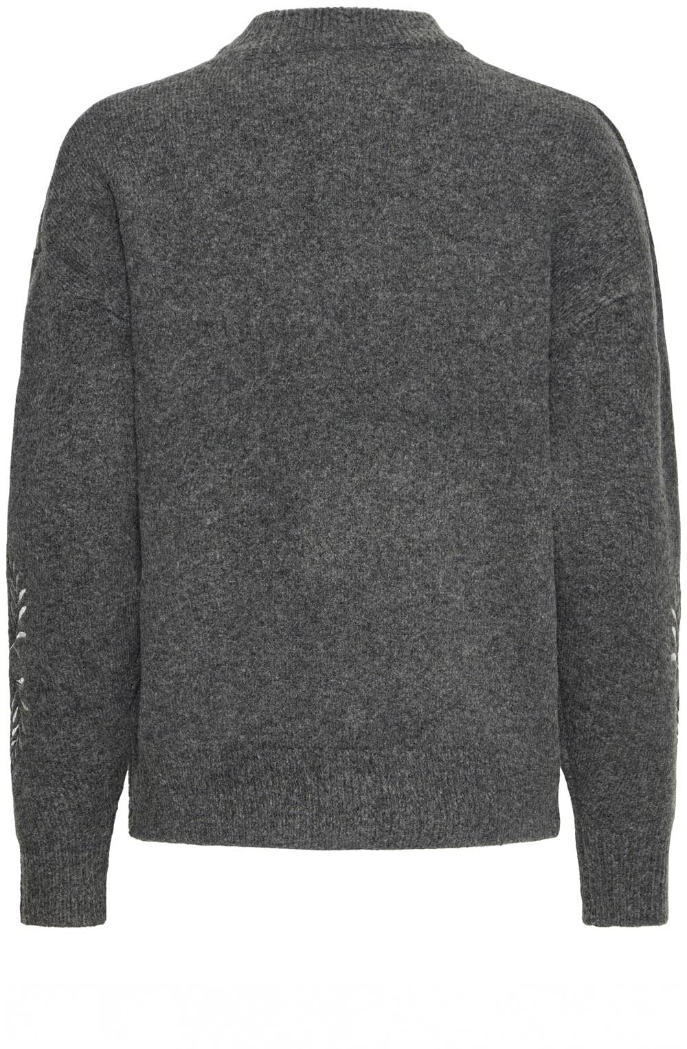 Dark Grey Silver Leaf Embroidered Jumper