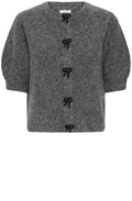 Dark Grey Sparkle Bow Design Cardigan