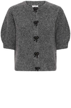 Dark Grey Sparkle Bow Design Cardigan