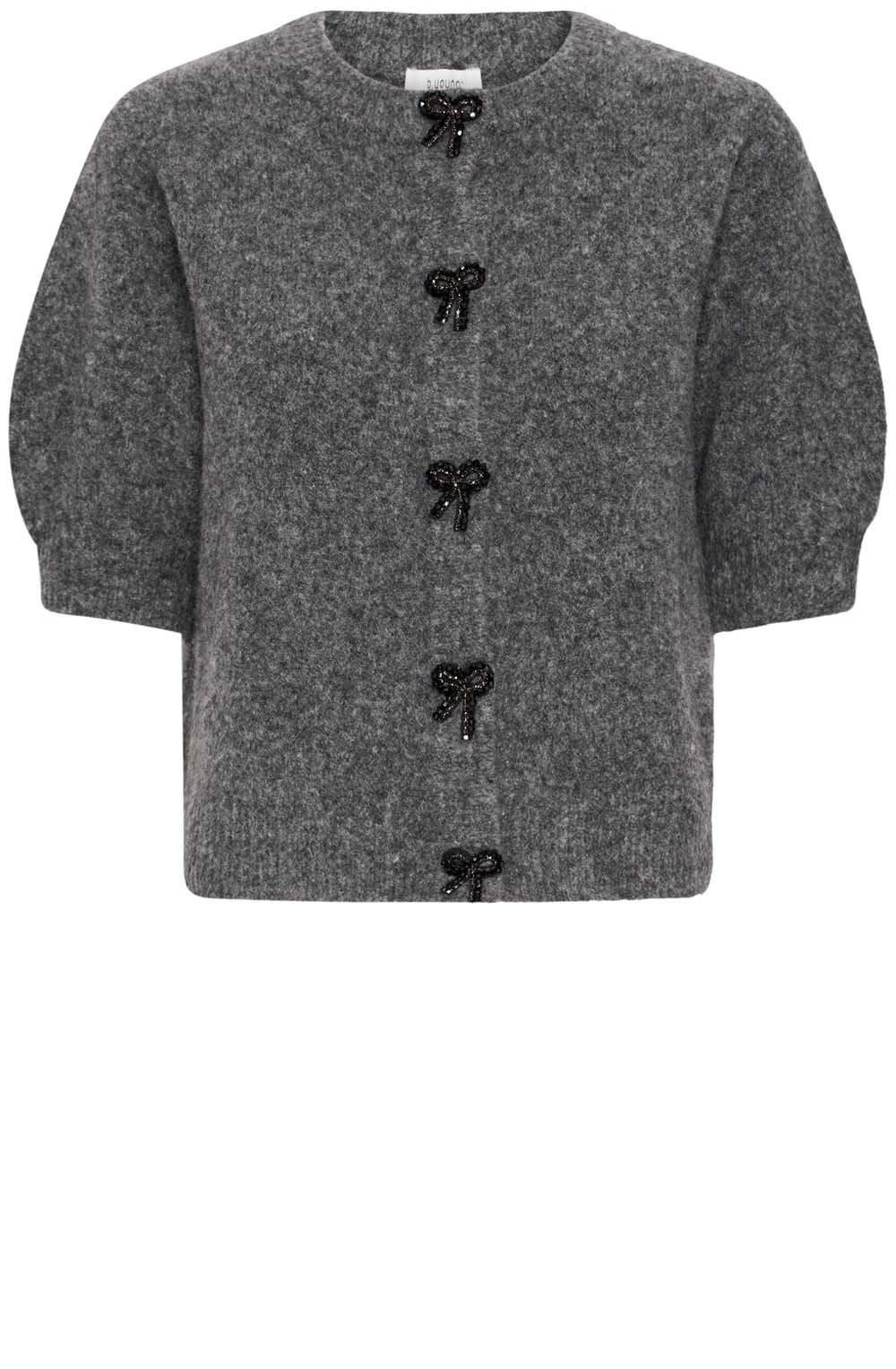 Dark Grey Sparkle Bow Design Cardigan