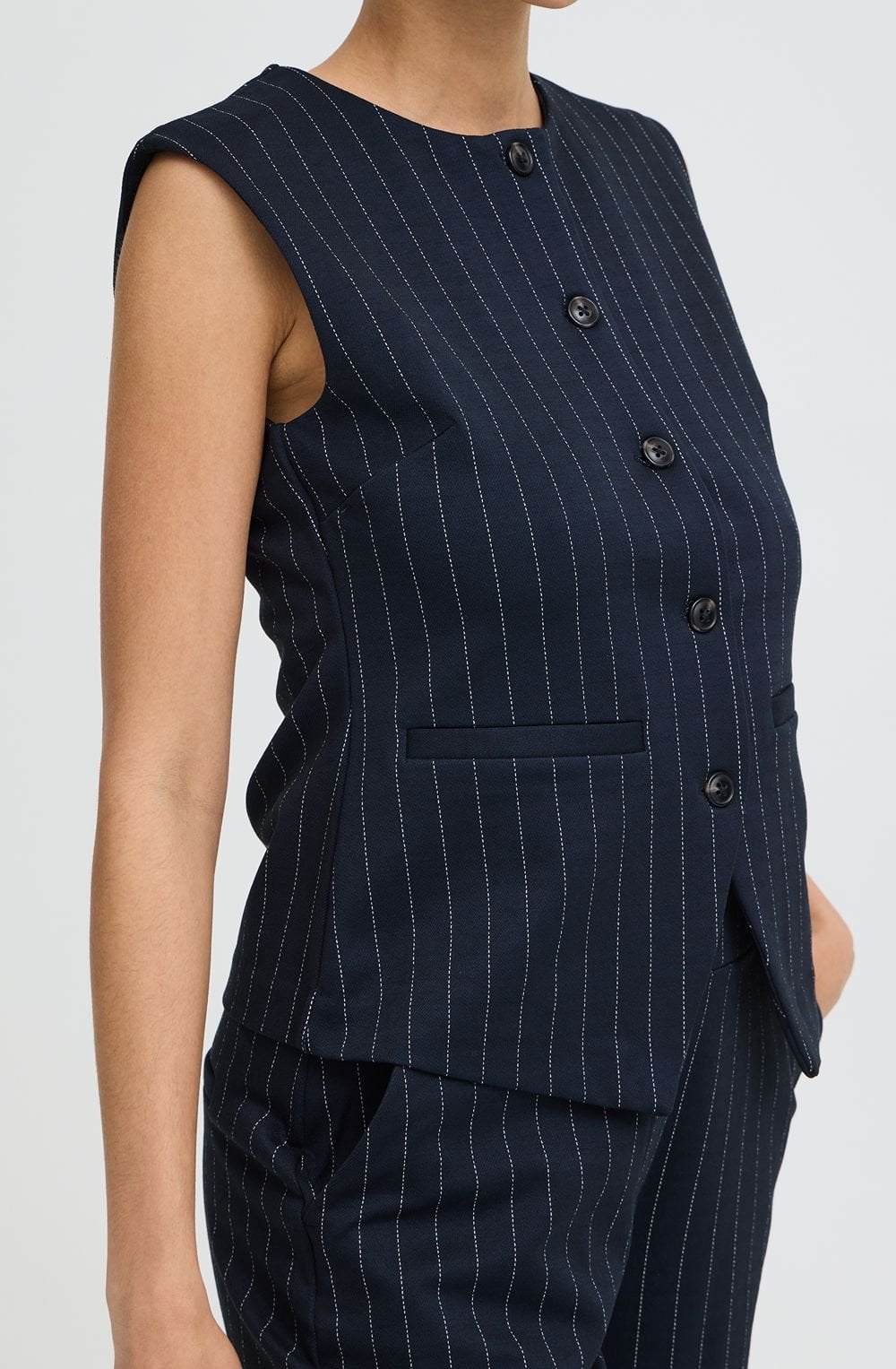 Dark Sapphire Pinstripe Tailored Waistcoat
