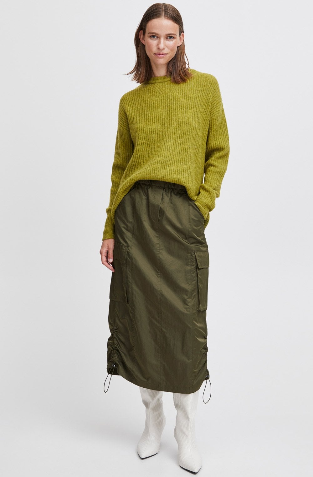 Datine Olive Night Cargo Skirt
