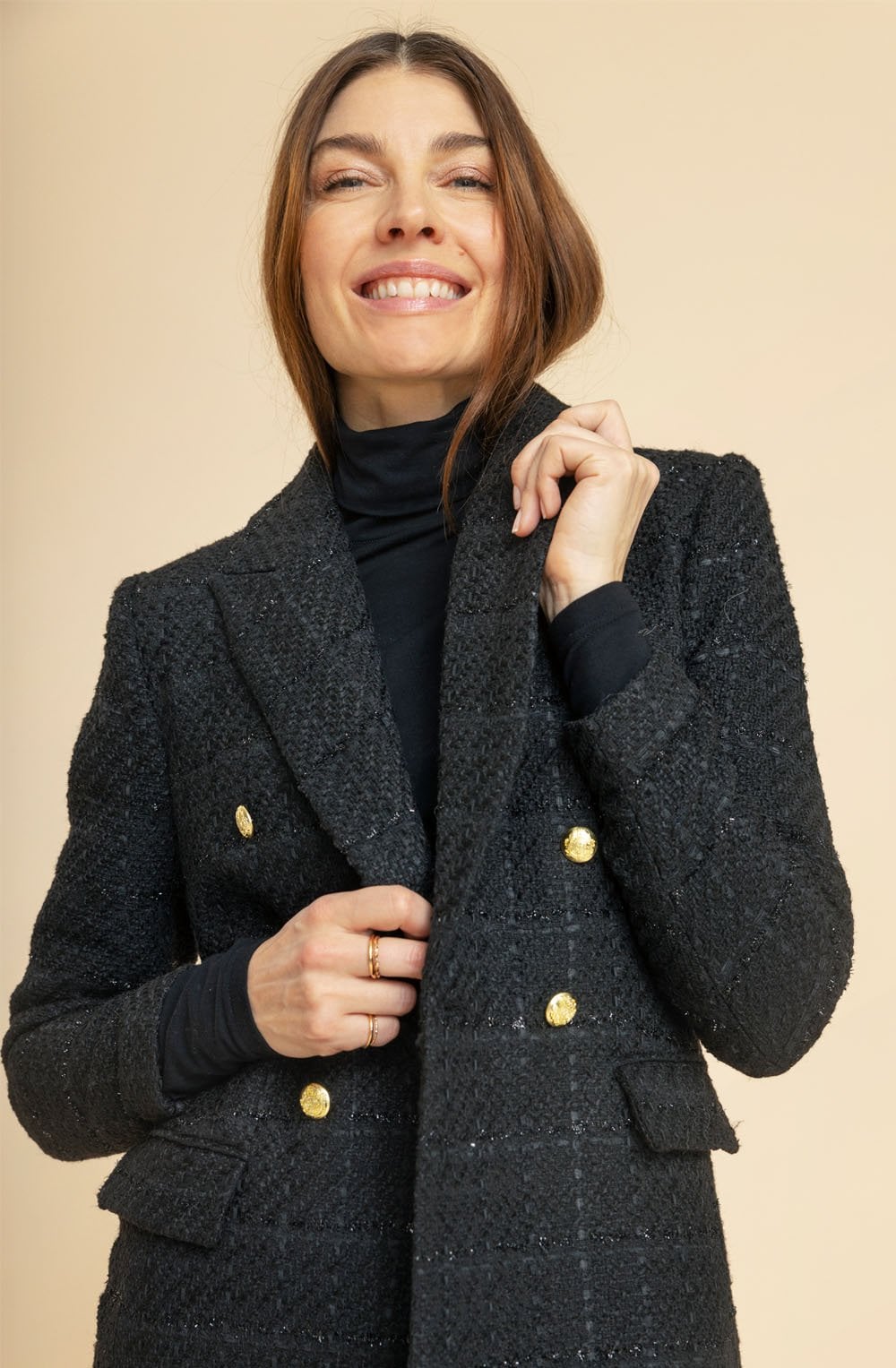Deso Black Textured Tweed Blazer
