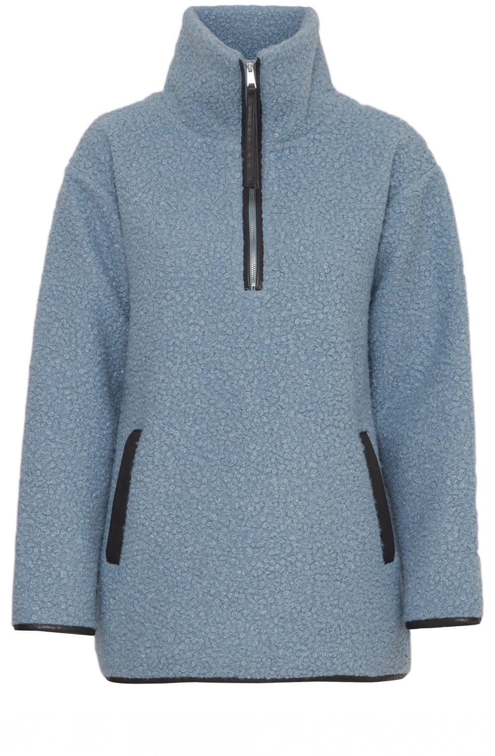 Dusty Blue Half Zip Teddy Bear Cidan Top