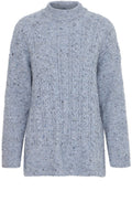 Dusty Blue Nata Cable Knit High Neck Sweater