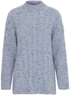 Dusty Blue Nata Cable Knit High Neck Sweater