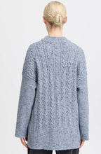 Dusty Blue Nata Cable Knit High Neck Sweater